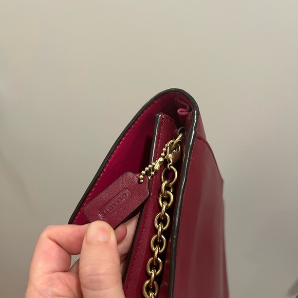 Vintage coach burgundy leather slim clutch crossbody bag - Picture 5 of 8